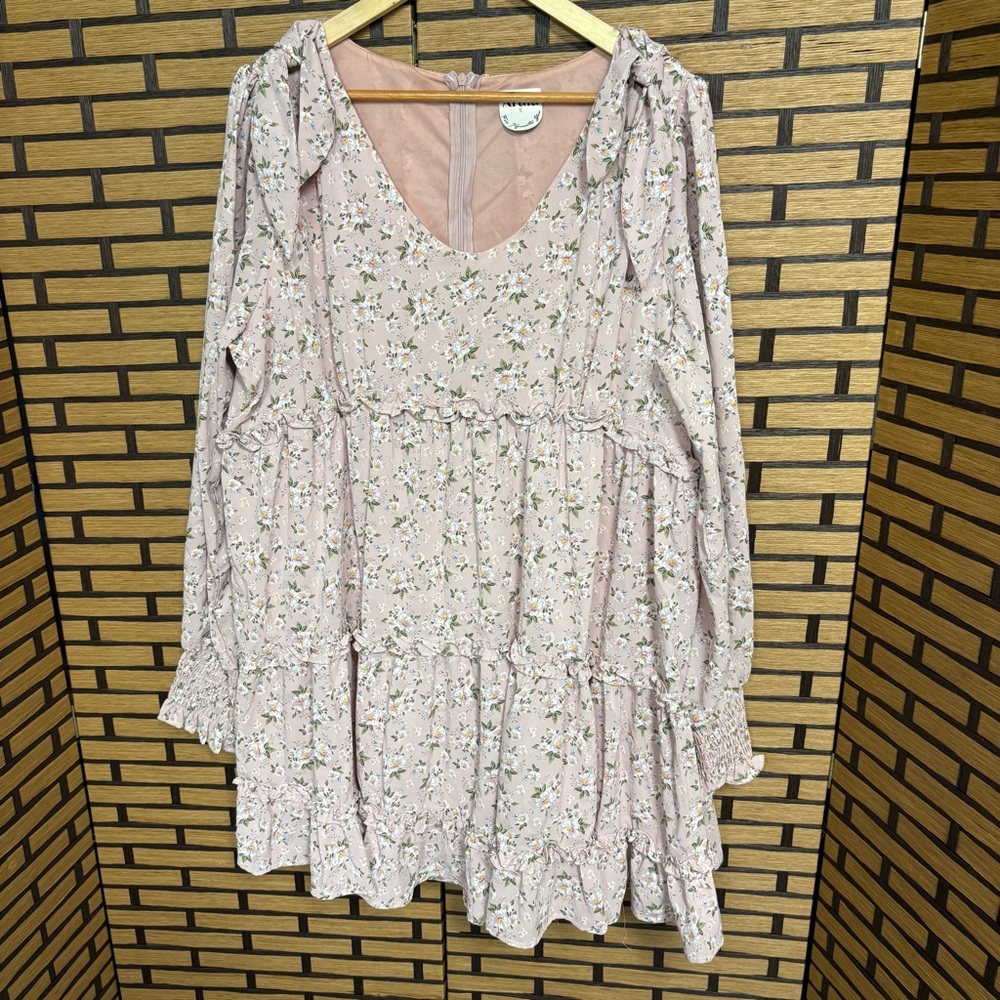 Arula Pale Pink Floral Tiered Dress Size X-10/12